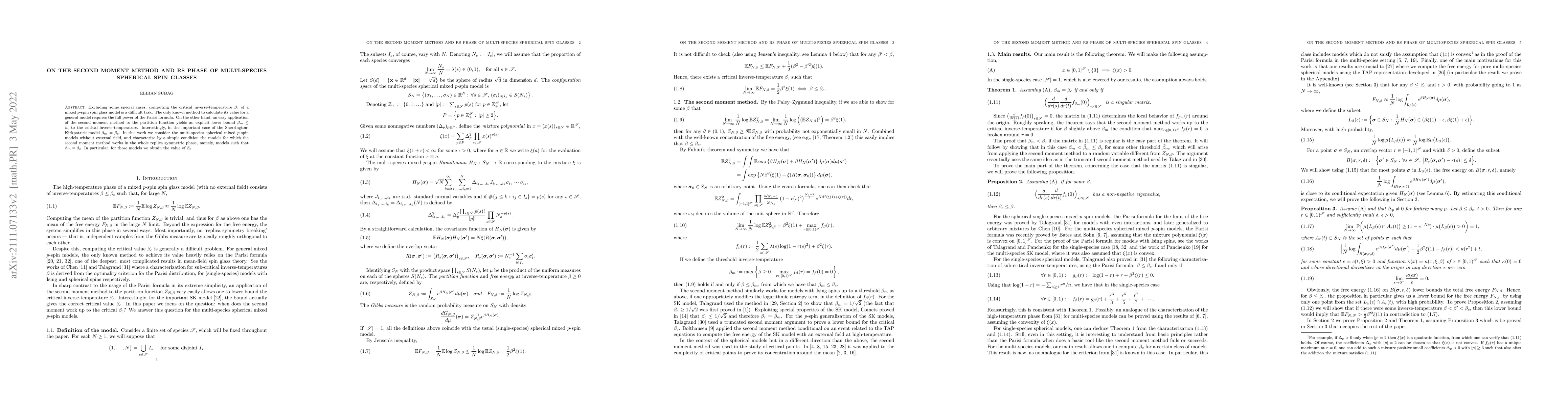 Thumbnail for On the second moment method and RS phase of multi-species spherical spin
  glasses