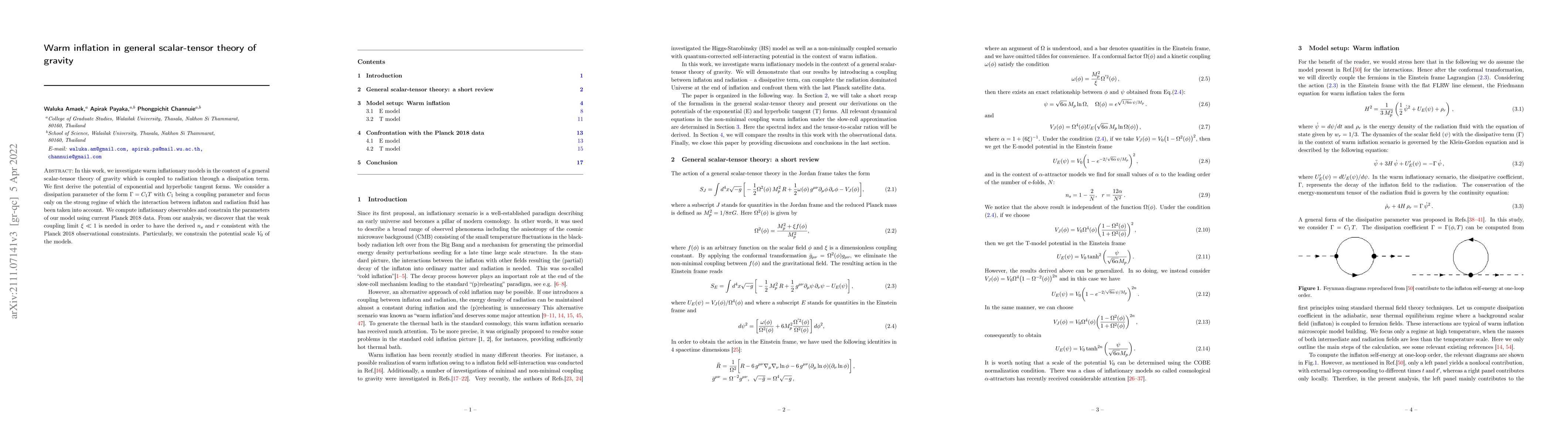 Thumbnail for Warm inflation in general scalar-tensor theory of gravity