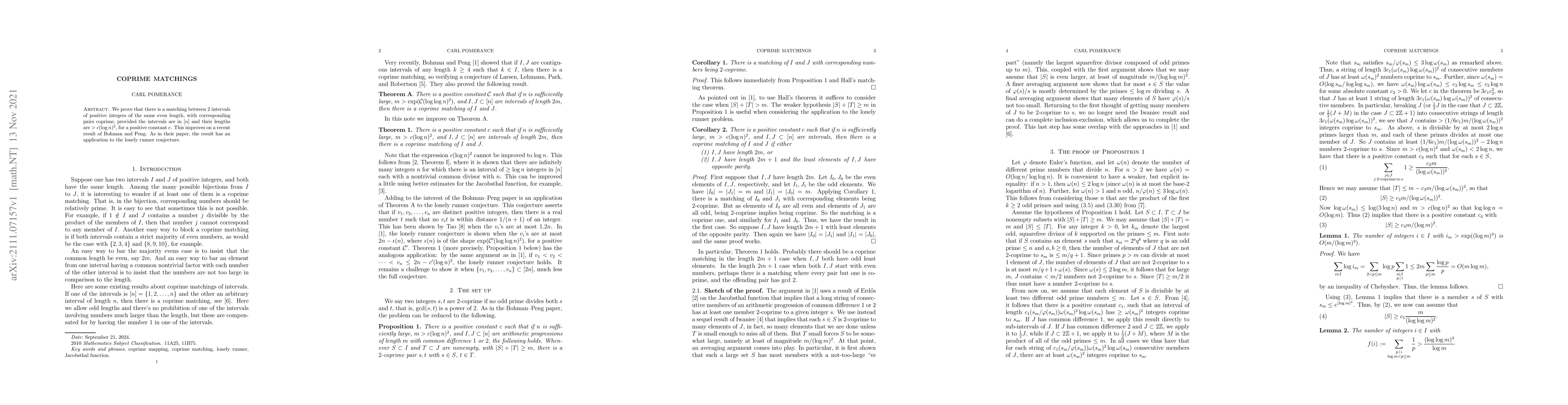 Thumbnail for Coprime matchings