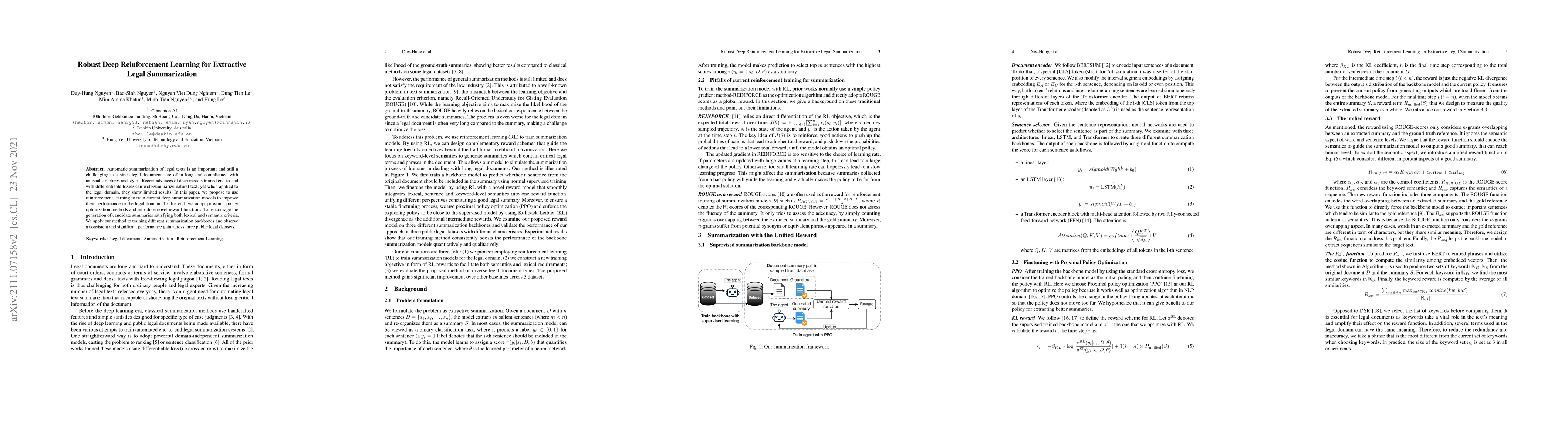 Thumbnail for Robust Deep Reinforcement Learning for Extractive Legal Summarization
