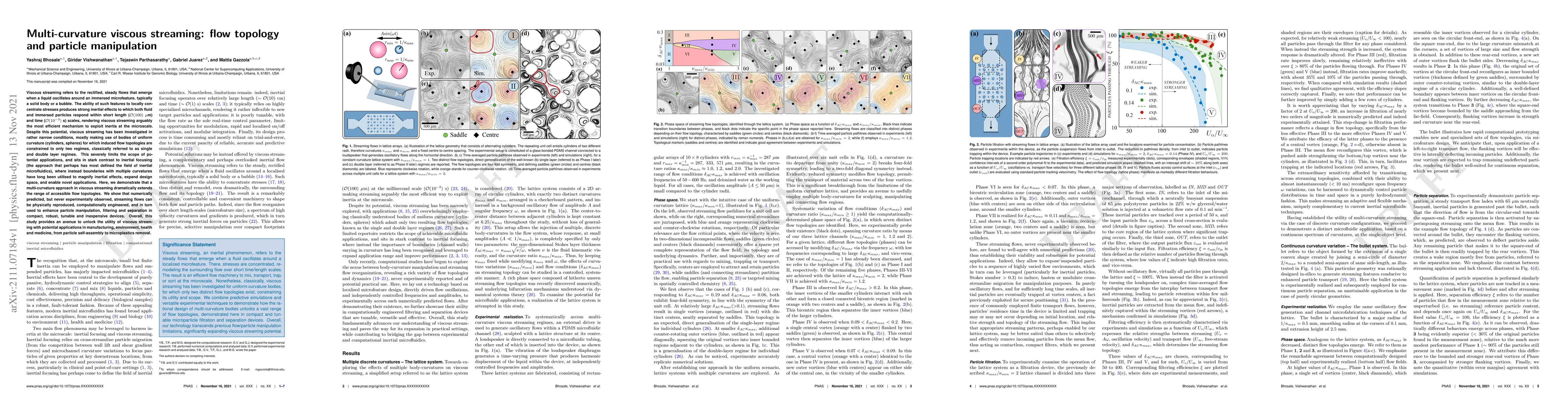Thumbnail for Multi-curvature viscous streaming: flow topology and particle
  manipulation