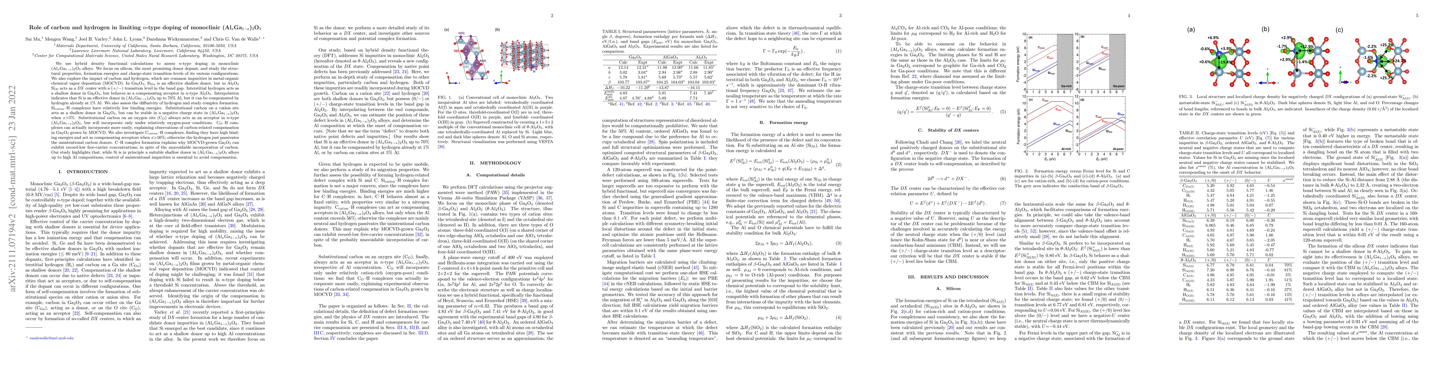 Thumbnail for Role of carbon and hydrogen in limiting $n$-type doping of monoclinic
  (Al$_x$Ga$_{1-x}$)$_2$O$_3$