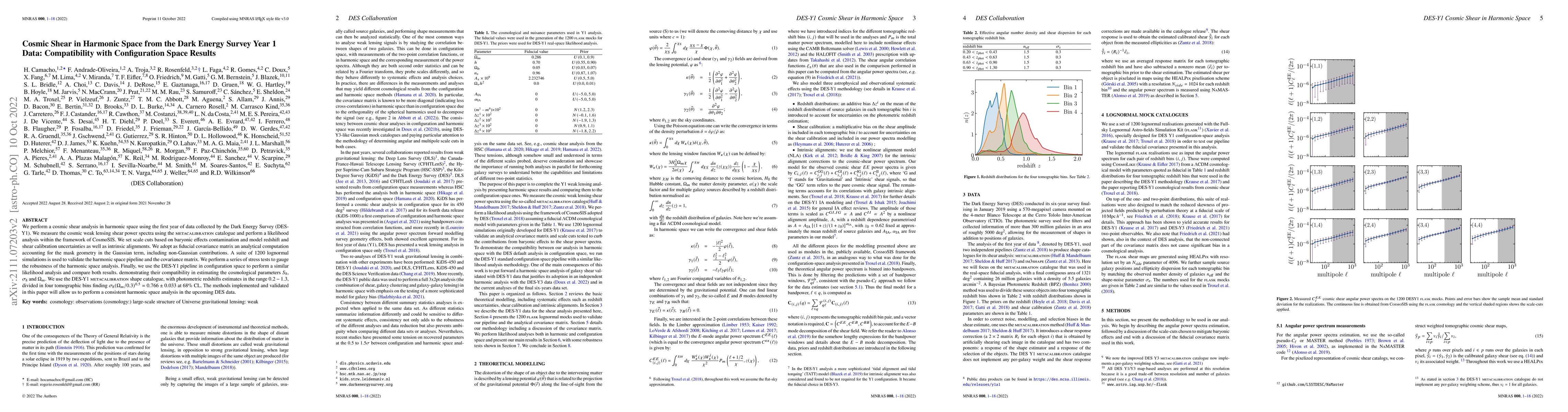 Thumbnail for Cosmic Shear in Harmonic Space from the Dark Energy Survey Year 1 Data:
  Compatibility with Configuration Space Results