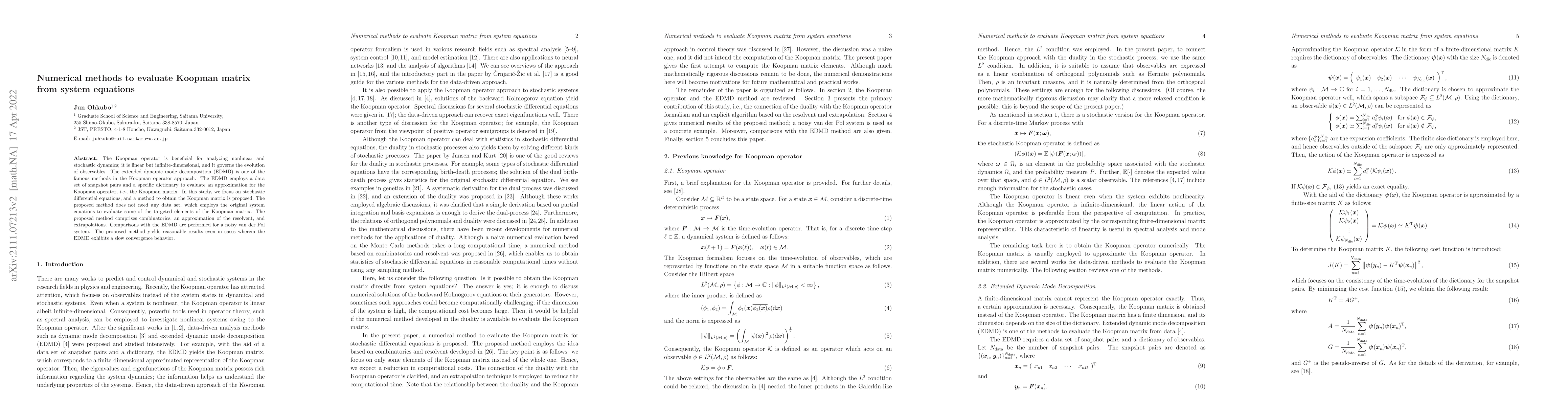 Thumbnail for Numerical methods to evaluate Koopman matrix from system equations