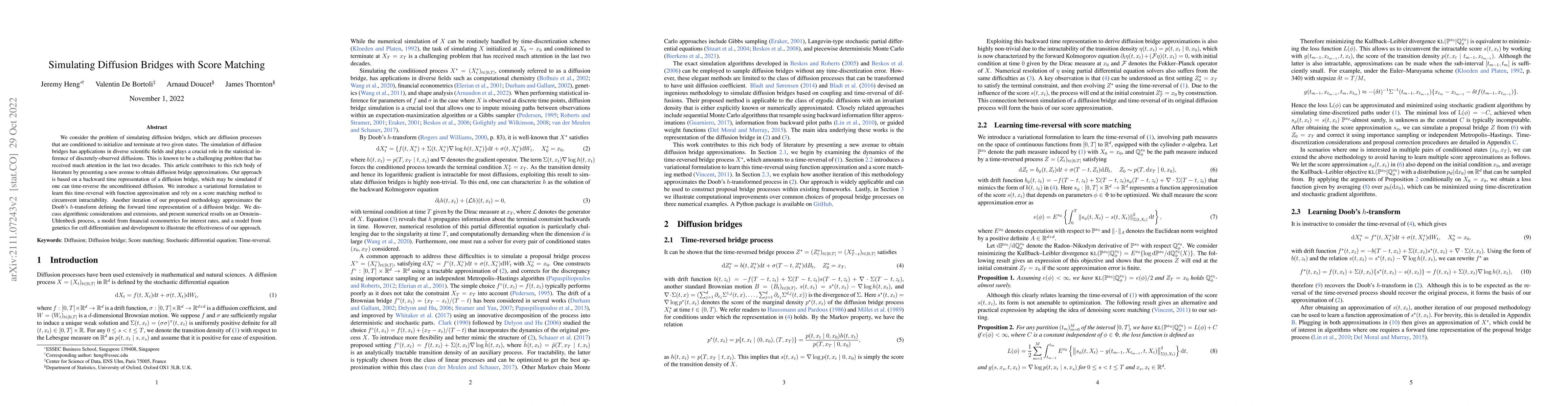 Thumbnail for Simulating Diffusion Bridges with Score Matching