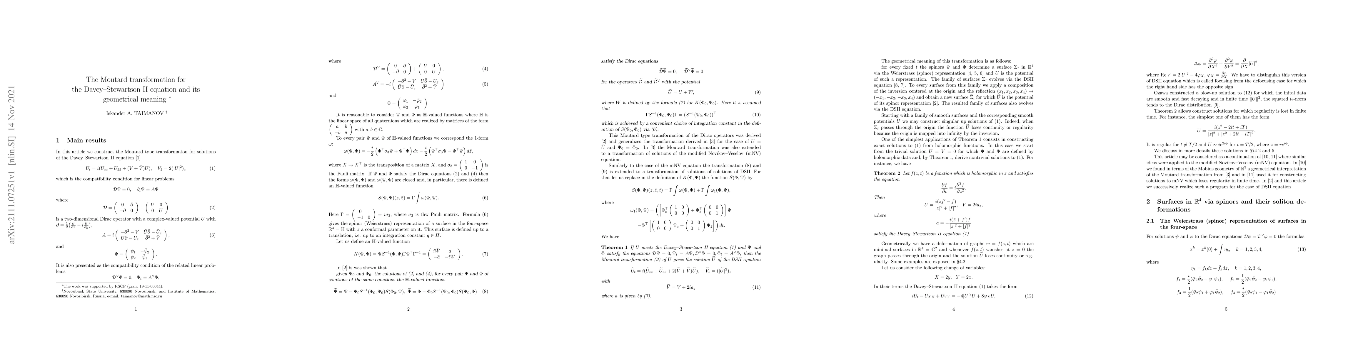 Thumbnail for The Moutard transformation for the Davey-Stewartson II equation and its
  geometrical meaning