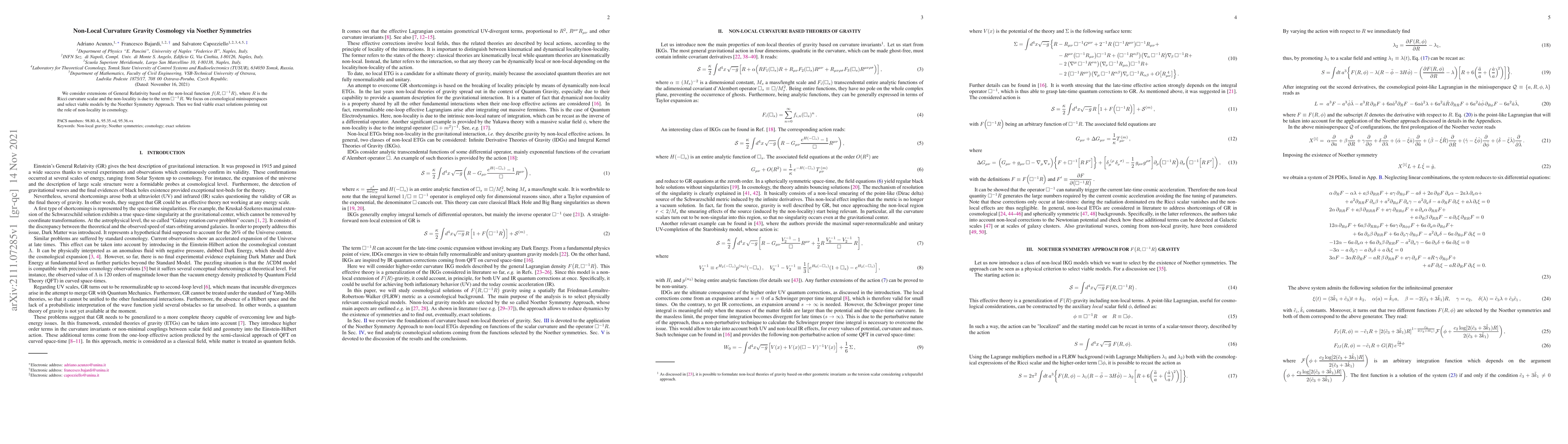 Thumbnail for Non-Local Curvature Gravity Cosmology via Noether Symmetries