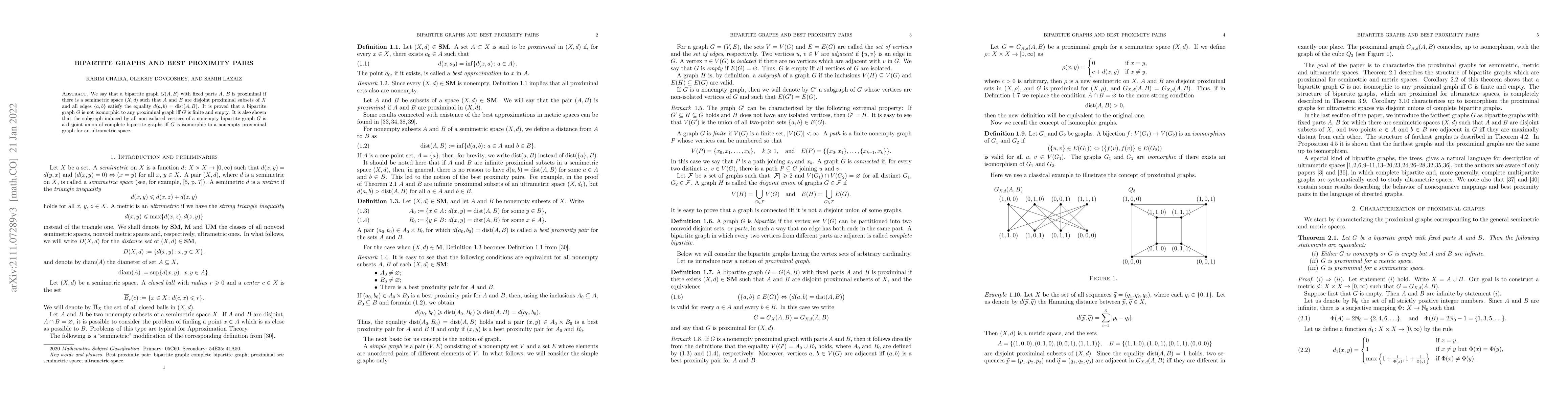 Thumbnail for Bipartite graphs and best proximity pairs