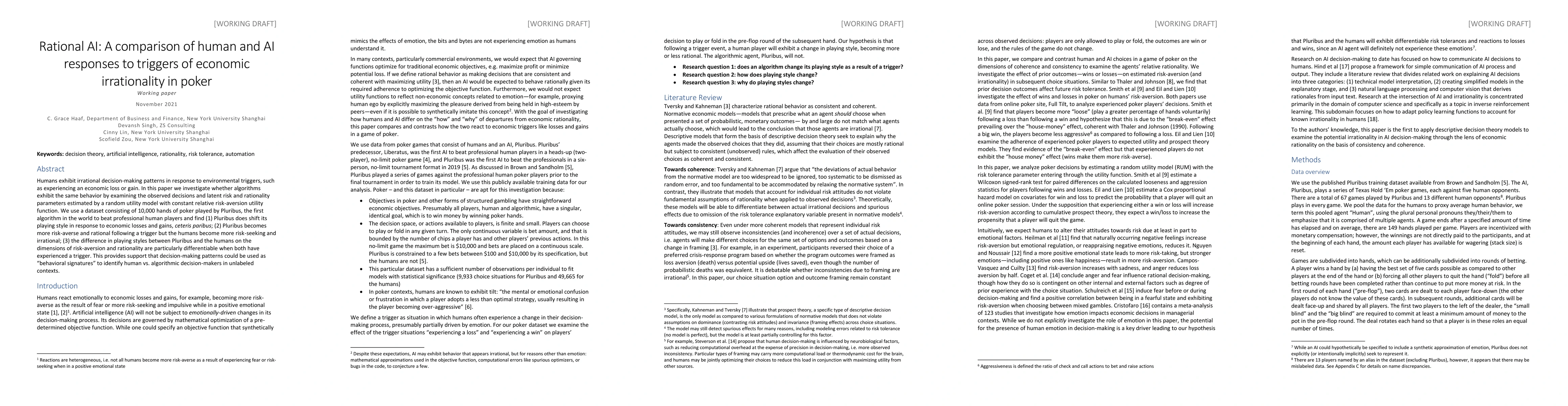 Thumbnail for Rational AI: A comparison of human and AI responses to triggers of
  economic irrationality in poker