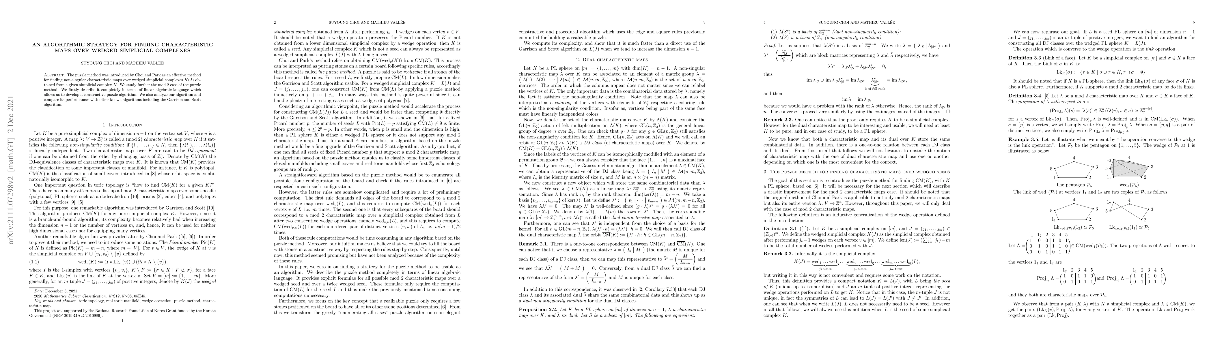 Thumbnail for An algorithmic strategy for finding characteristic maps over wedged
  simplicial complexes