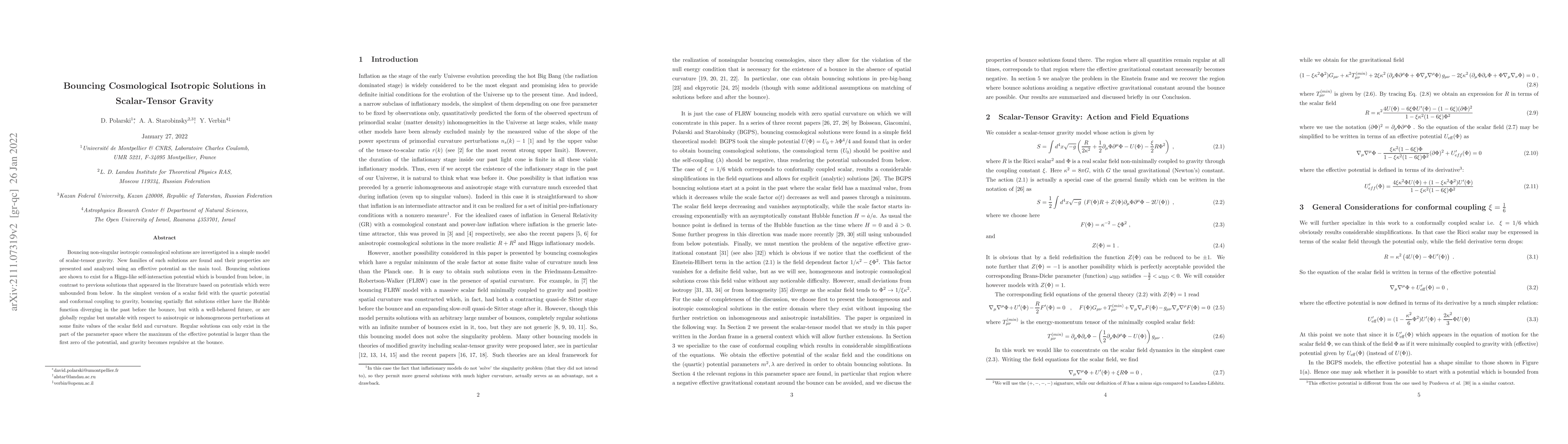 Thumbnail for Bouncing Cosmological Isotropic Solutions in Scalar-Tensor Gravity