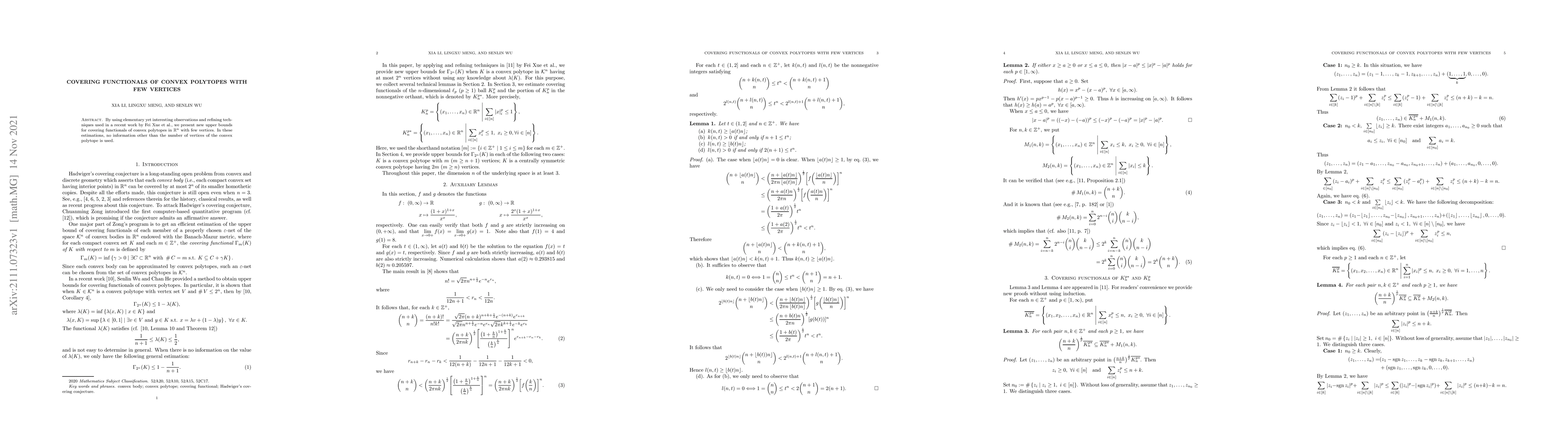 Thumbnail for Covering functionals of convex polytopes with few vertices