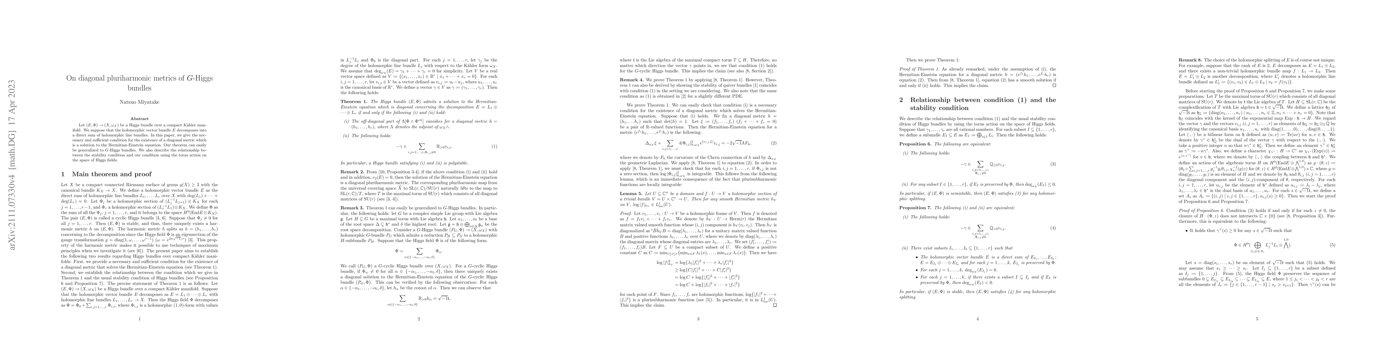 Thumbnail for On diagonal pluriharmonic metrics of $G$-Higgs bundles