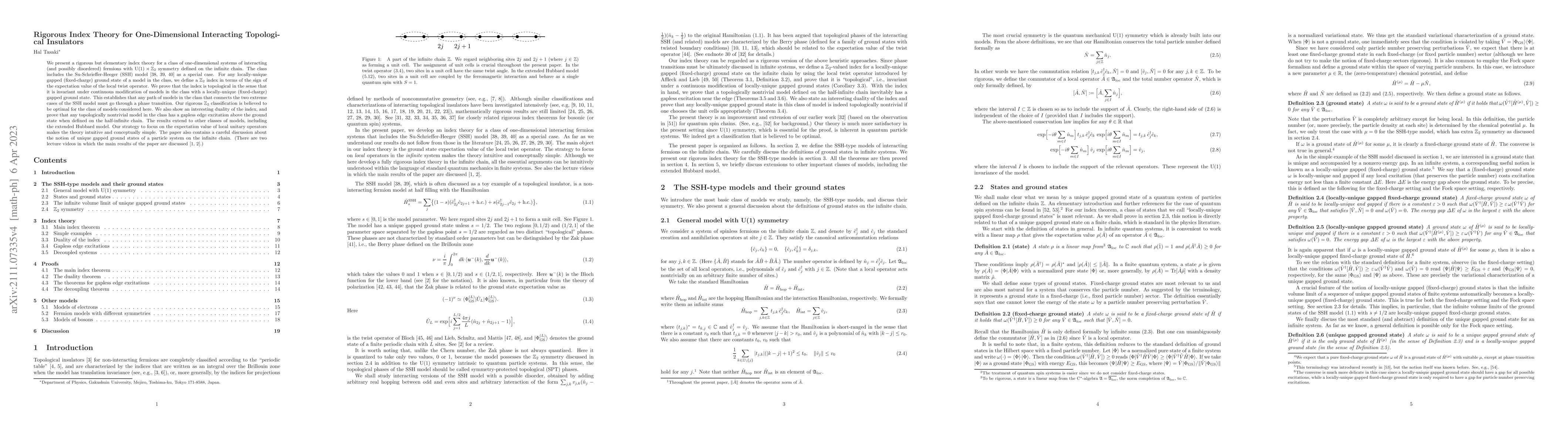 Thumbnail for Rigorous Index Theory for One-Dimensional Interacting Topological
  Insulators