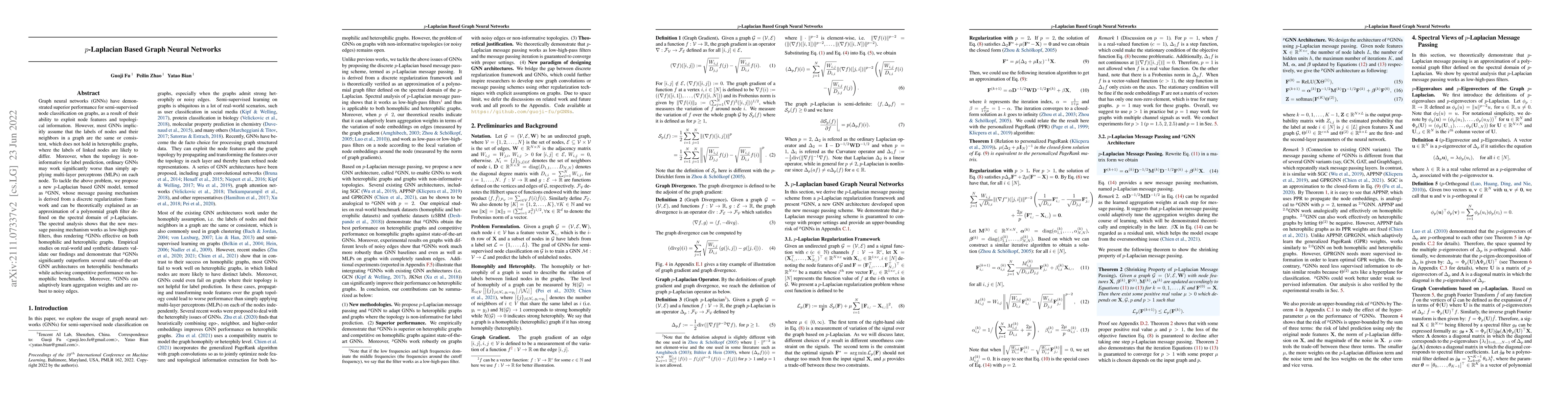 Thumbnail for $p$-Laplacian Based Graph Neural Networks