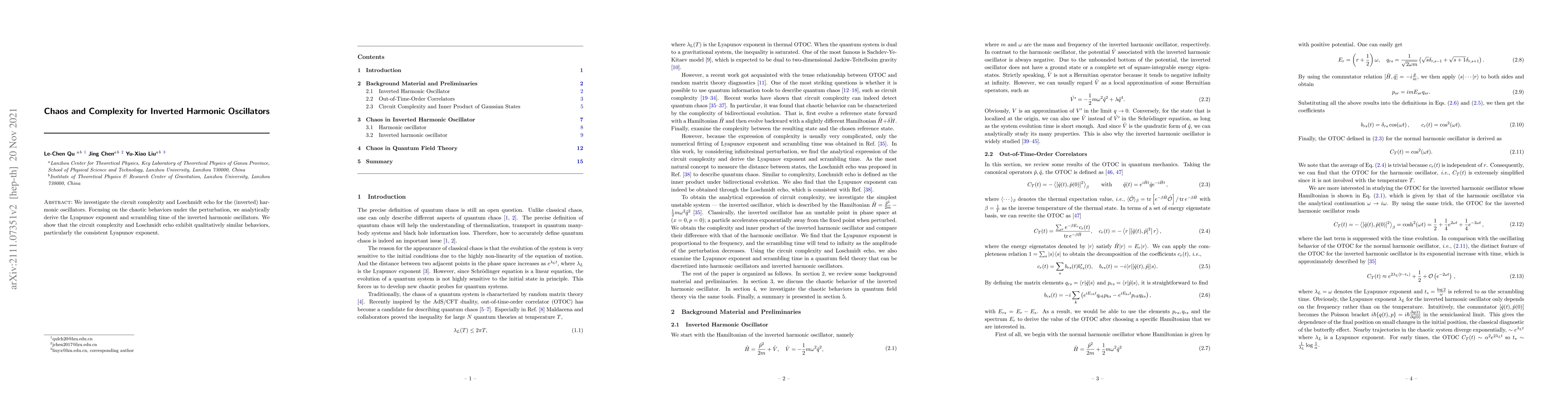 Thumbnail for Chaos and Complexity for Inverted Harmonic Oscillators