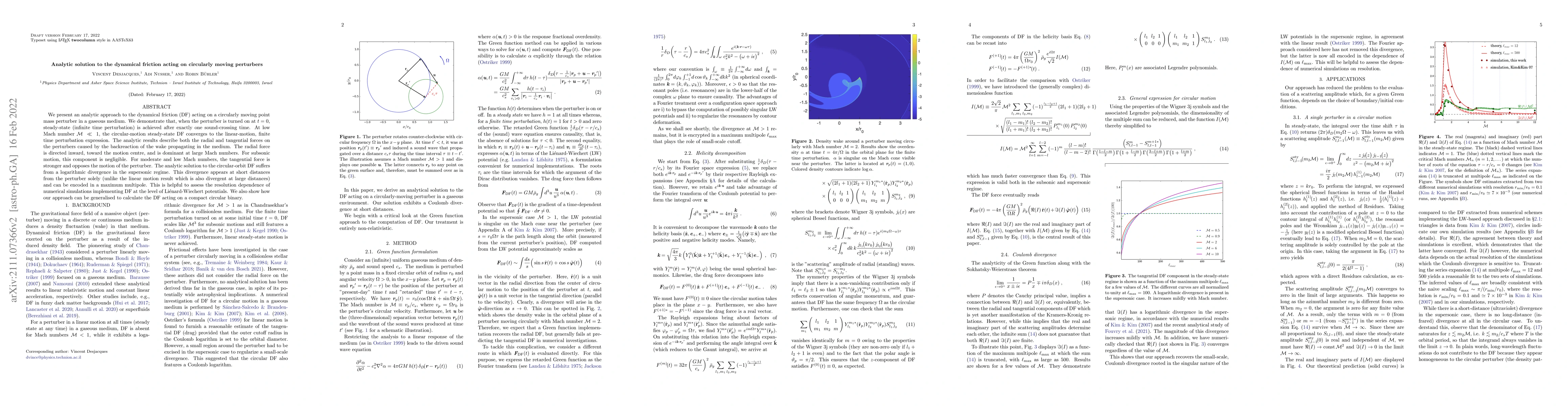 Thumbnail for Analytic solution to the dynamical friction acting on circularly moving
  perturbers