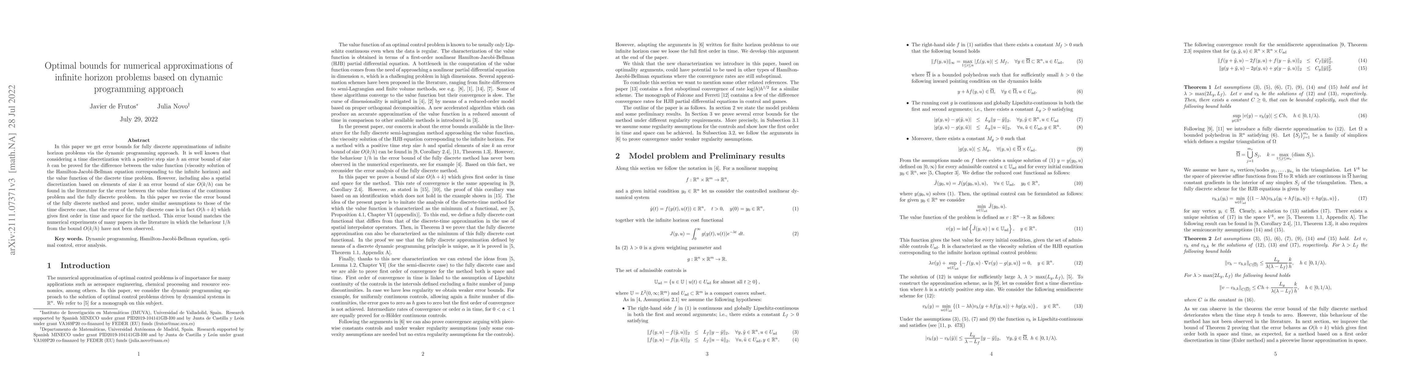 Thumbnail for Optimal bounds for numerical approximations of infinite horizon problems
  based on dynamic programming approach
