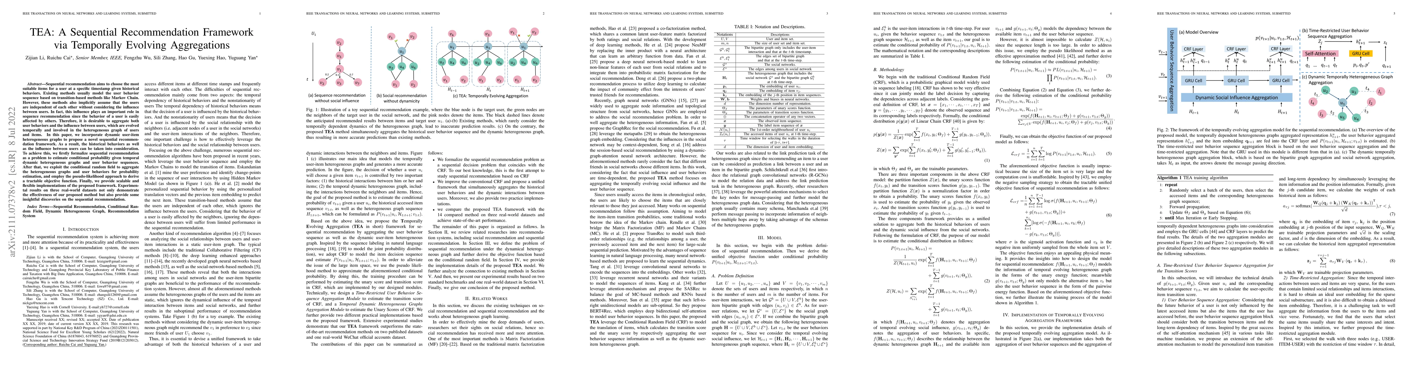 Thumbnail for TEA: A Sequential Recommendation Framework via Temporally Evolving
  Aggregations