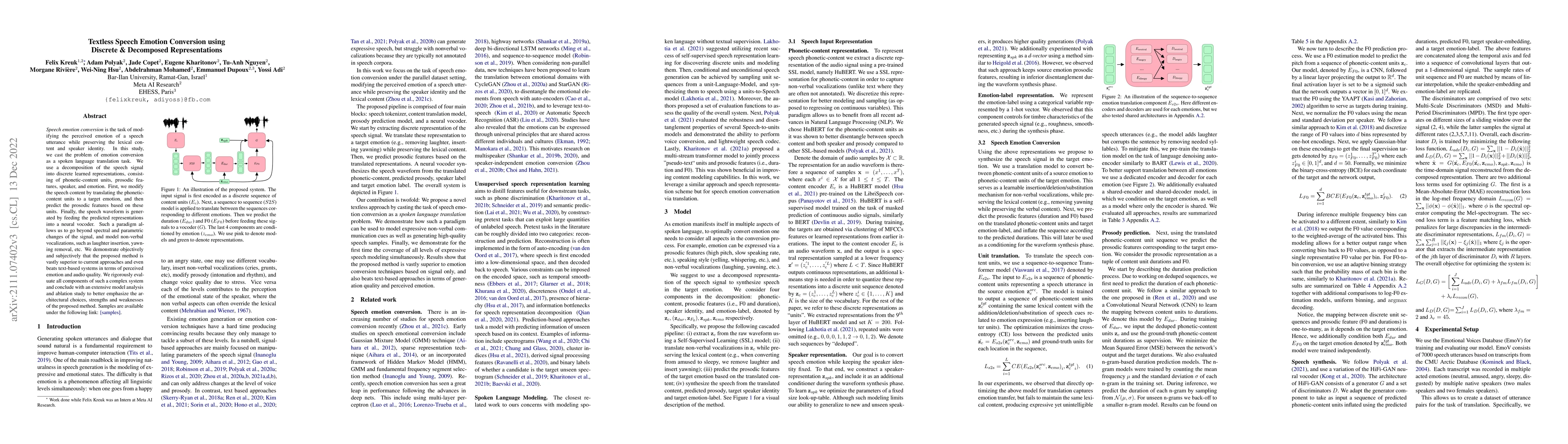 Thumbnail for Textless Speech Emotion Conversion using Discrete and Decomposed
  Representations