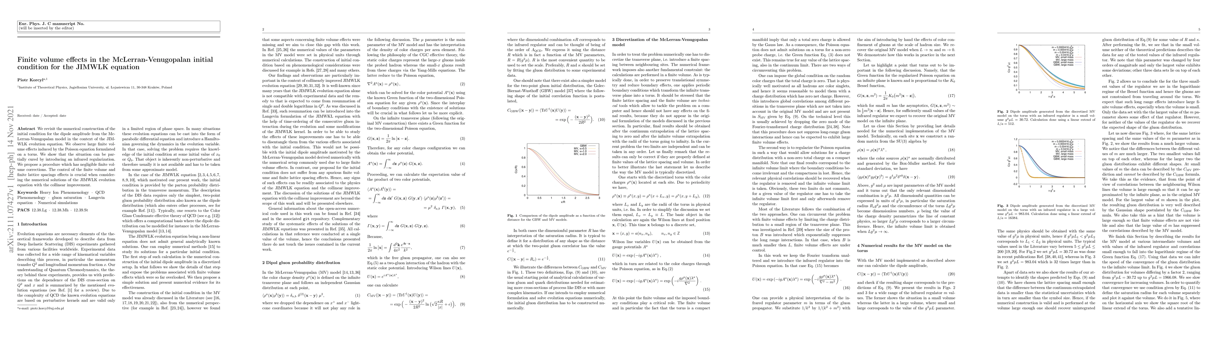 Thumbnail for Finite volume effects in the McLerran-Venugopalan initial condition for
  the JIMWLK equation