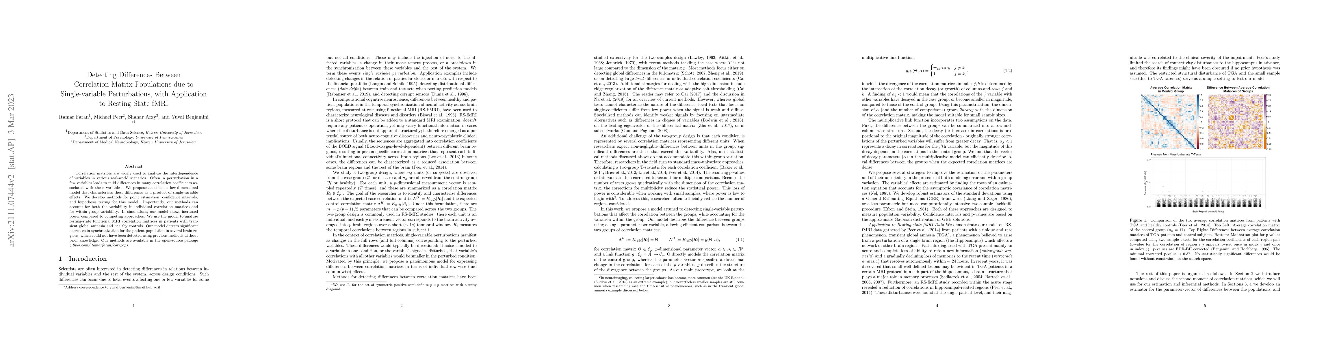 Thumbnail for Detecting Differences Between Correlation-Matrix Populations due to
  Single-variable Perturbations, with Application to Resting State fMRI