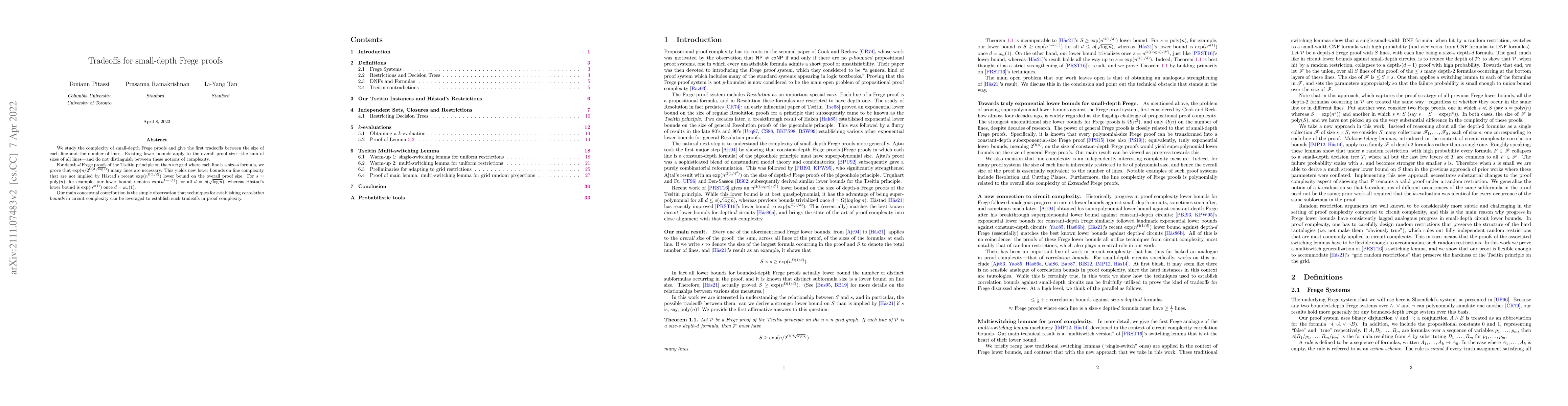 Thumbnail for Tradeoffs for small-depth Frege proofs