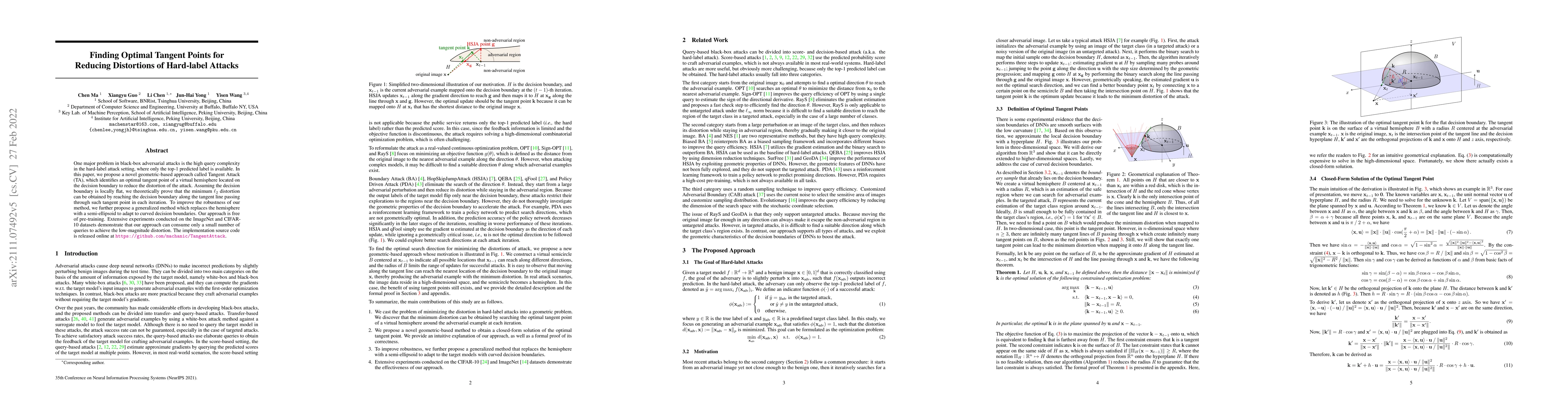 Thumbnail for Finding Optimal Tangent Points for Reducing Distortions of Hard-label
  Attacks