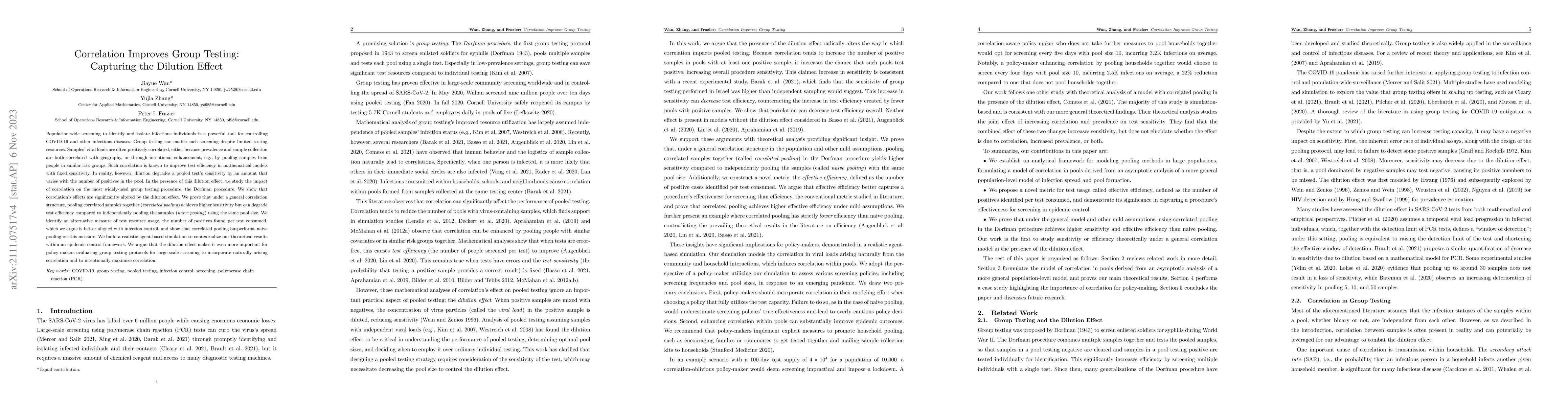 Thumbnail for Correlation Improves Group Testing: Capturing the Dilution Effect