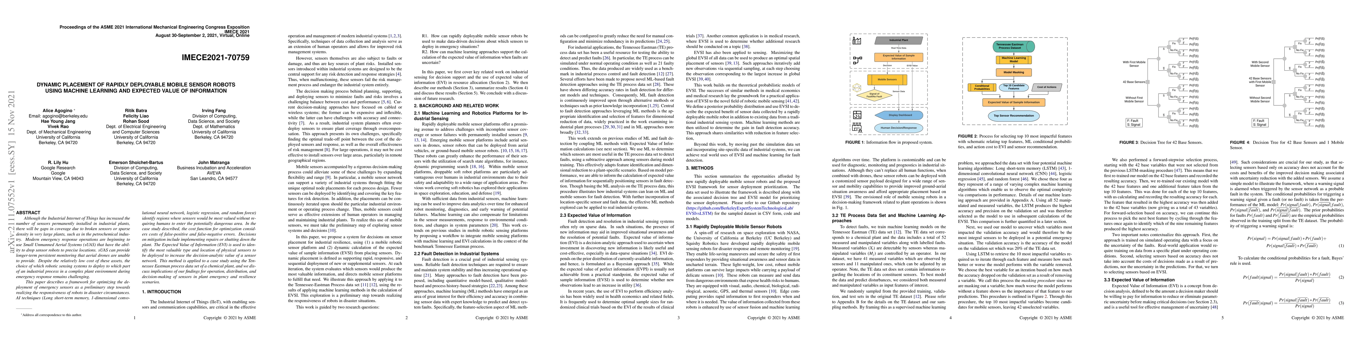 Thumbnail for Dynamic Placement of Rapidly Deployable Mobile Sensor Robots Using
  Machine Learning and Expected Value of Information
