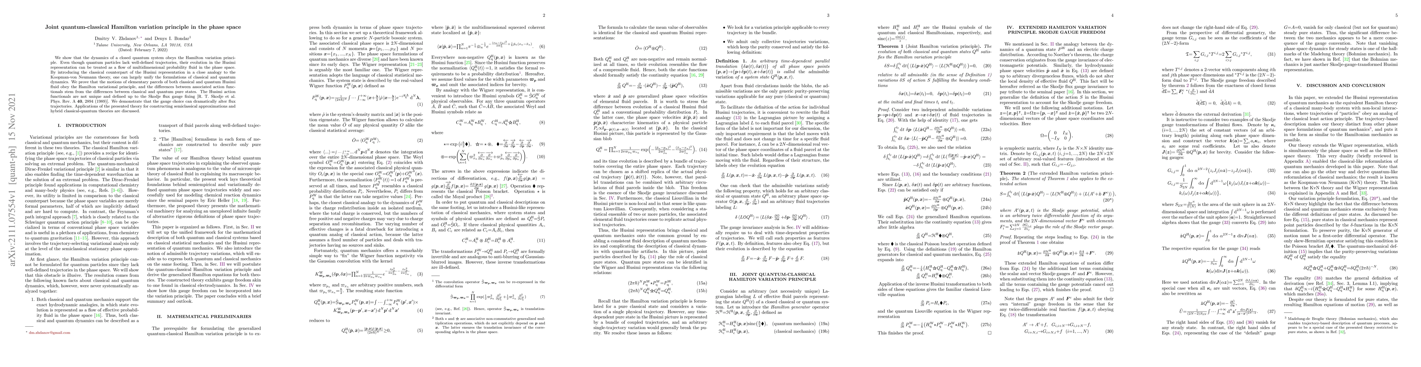 Thumbnail for Joint quantum-classical Hamilton variation principle in the phase space