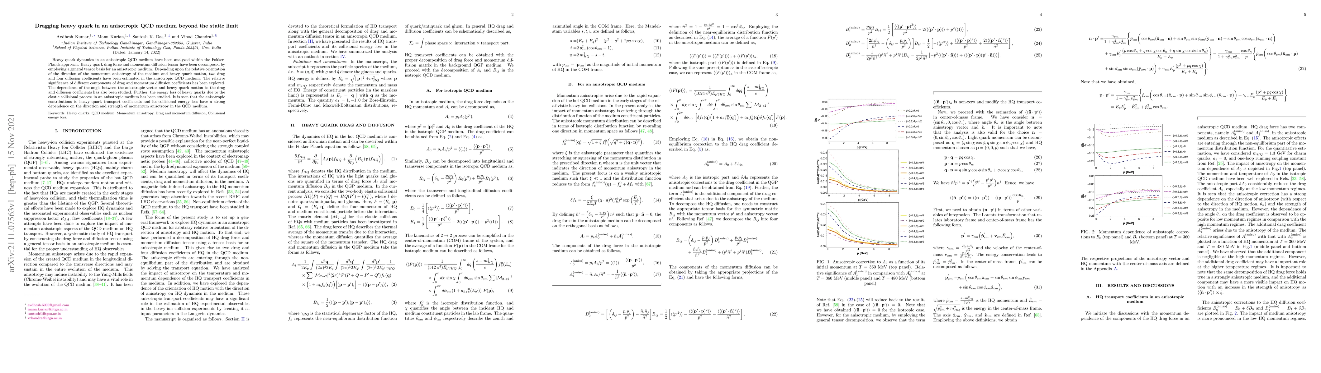 Thumbnail for Dragging heavy quark in an anisotropic QCD medium beyond the static
  limit