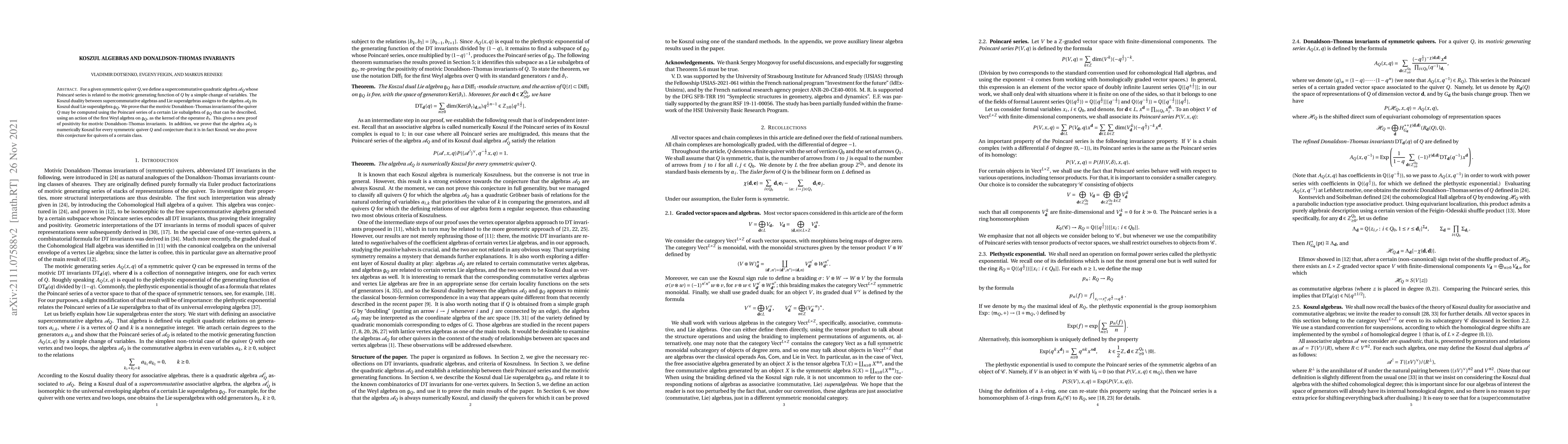 Thumbnail for Koszul algebras and Donaldson-Thomas invariants
