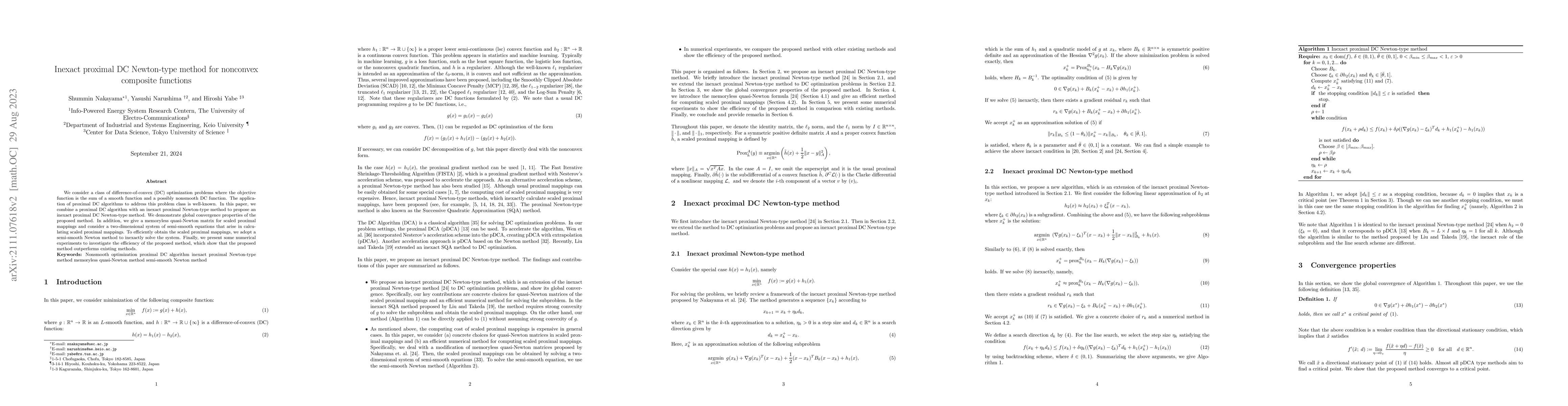 Thumbnail for Inexact proximal DC Newton-type method for nonconvex composite functions