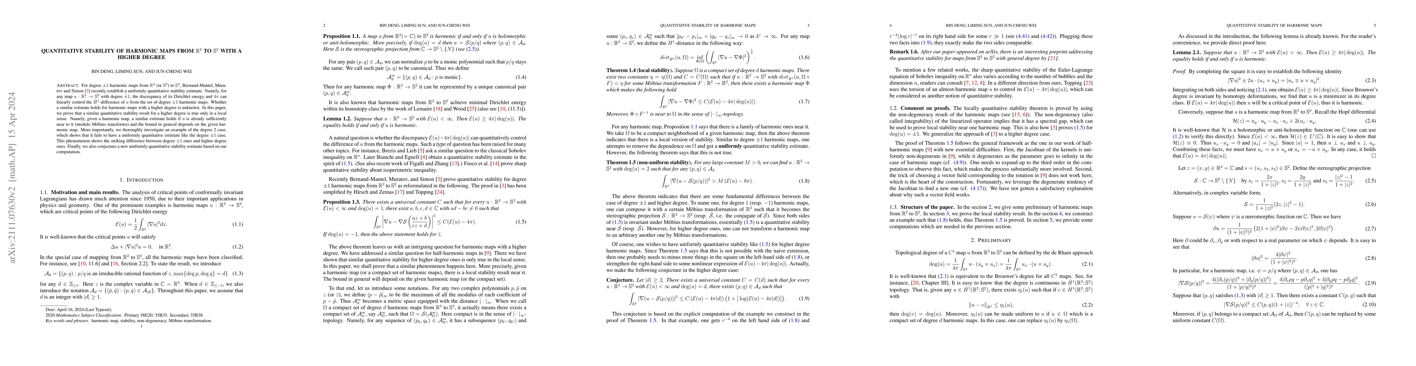 Thumbnail for Quantitative stability of harmonic maps from $\mathbb{R}^2$ to
  $\mathbb{S}^2$ with higher degree