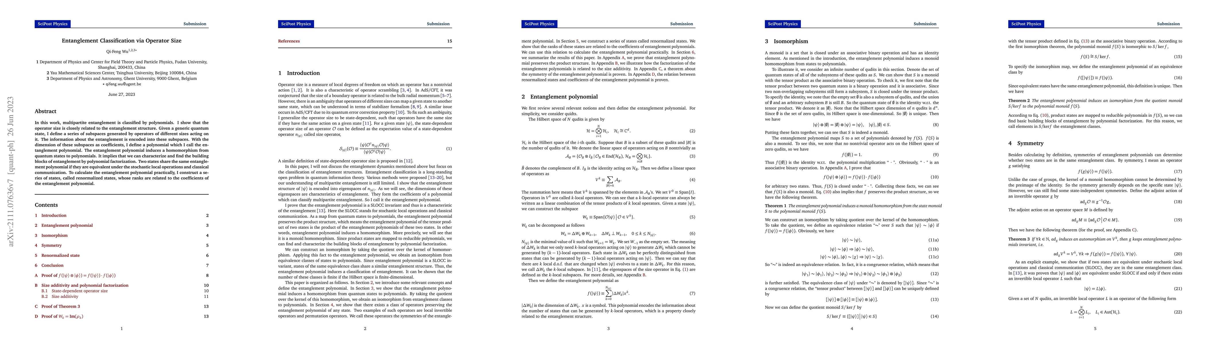 Thumbnail for Entanglement Classification via Operator Size
