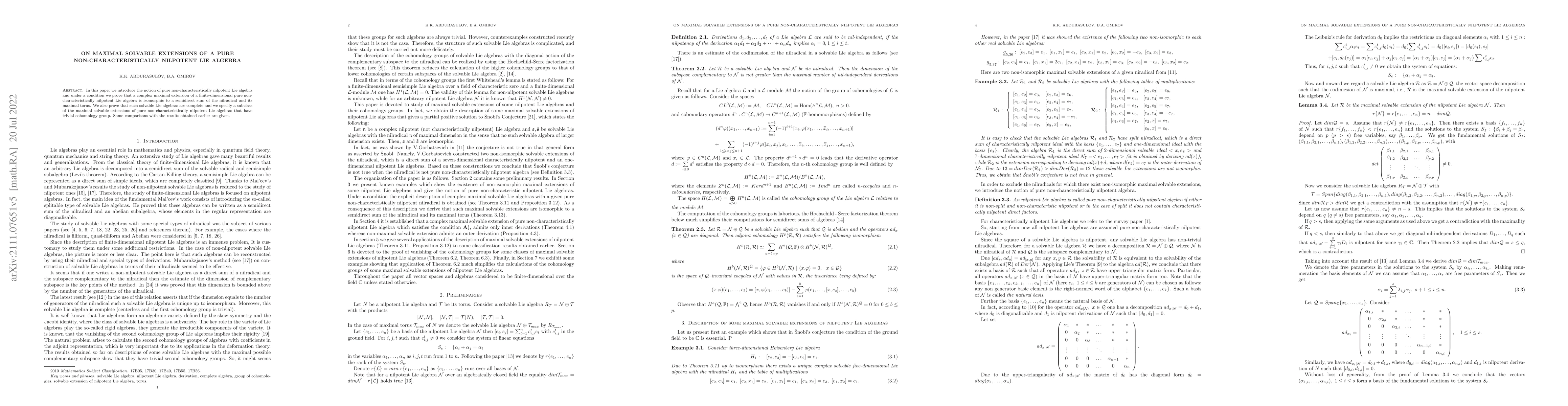 Thumbnail for On maximal solvable extensions of a pure non-characteristically
  nilpotent Lie algebra