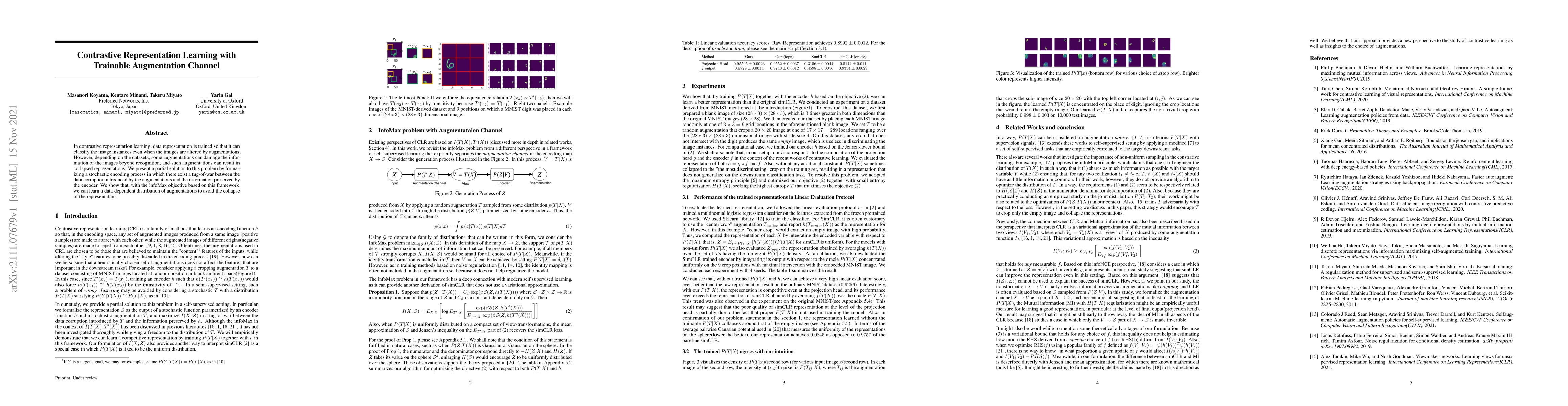 Thumbnail for Contrastive Representation Learning with Trainable Augmentation Channel