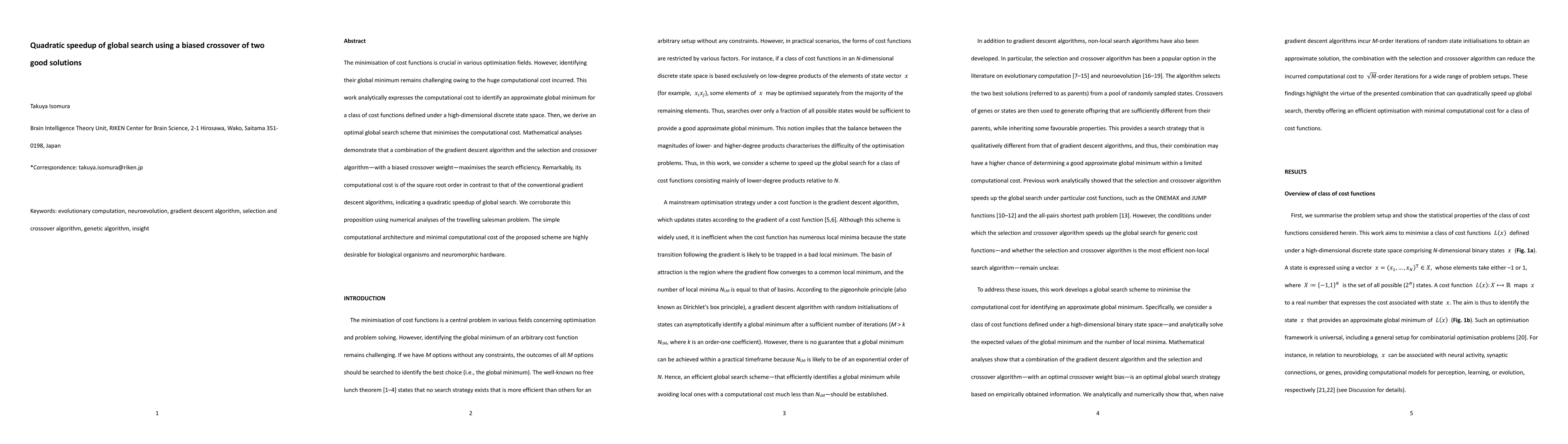 Thumbnail for Quadratic speedup of global search using a biased crossover of two good
  solutions
