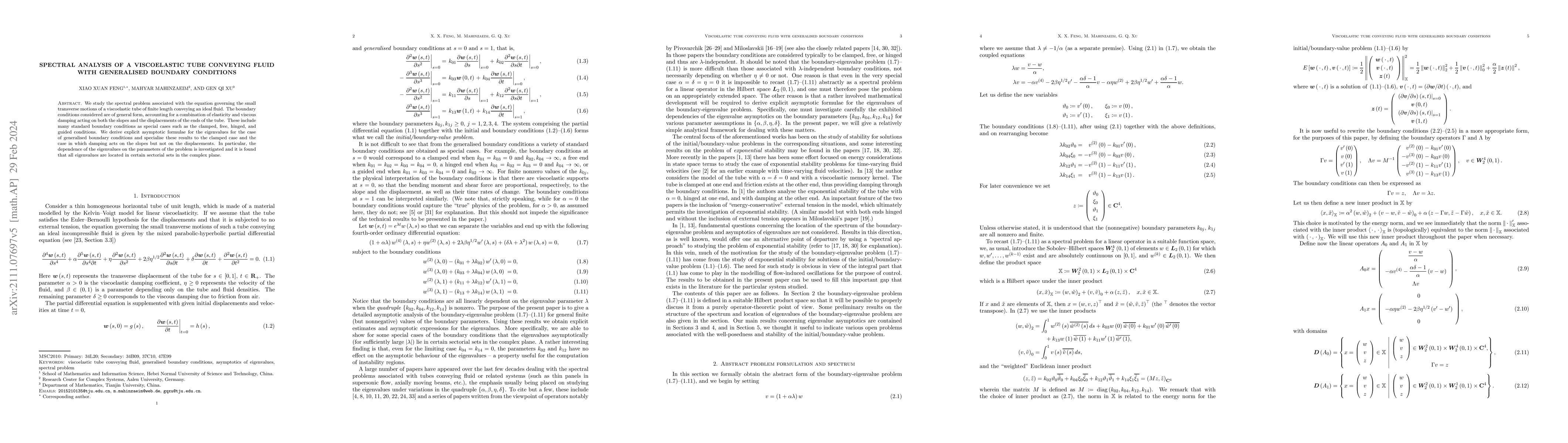 Thumbnail for Spectral analysis of a viscoelastic tube conveying fluid with
  generalised boundary conditions