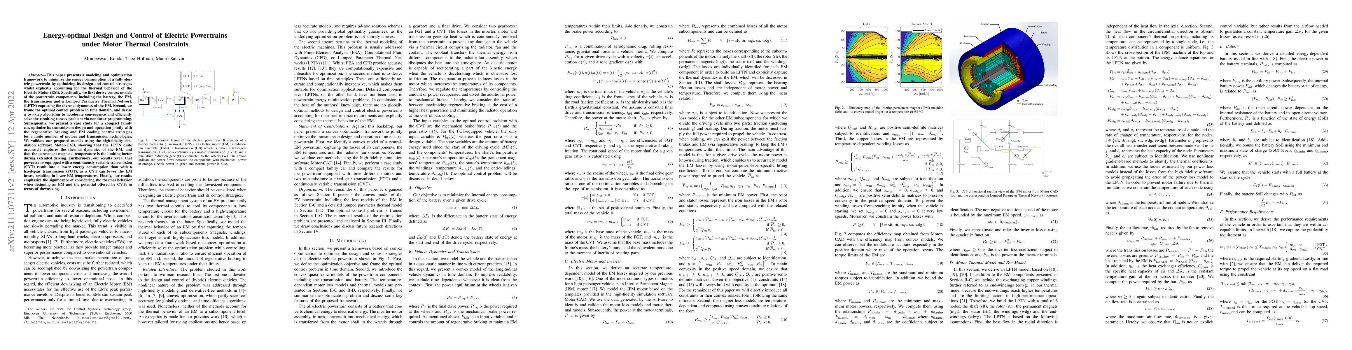 Thumbnail for Energy-optimal Design and Control of Electric Powertrains under Motor
  Thermal Constraints