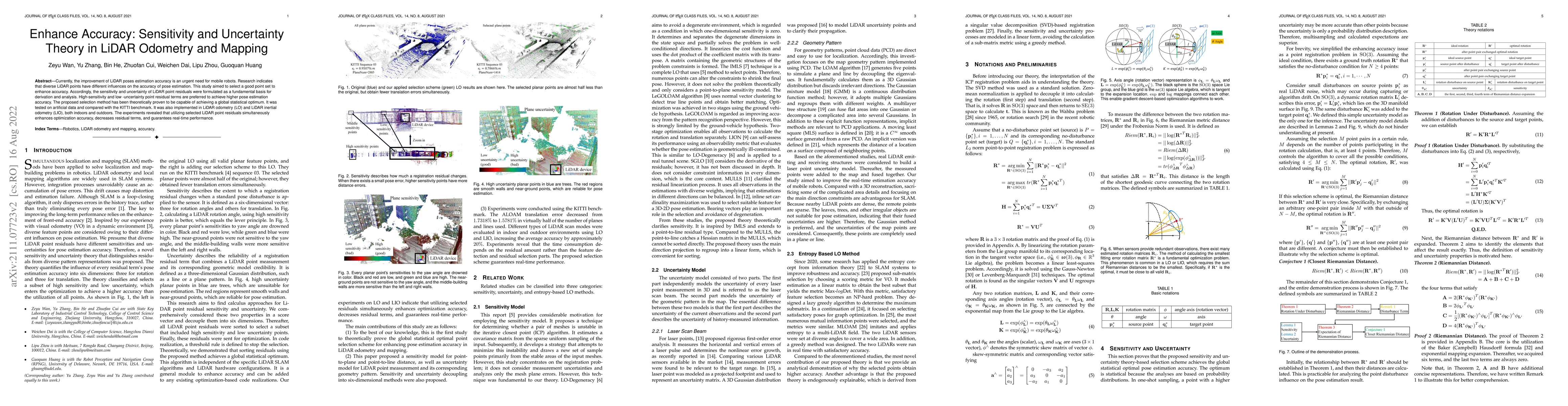 Thumbnail for Enhance Accuracy: Sensitivity and Uncertainty Theory in LiDAR Odometry
  and Mapping