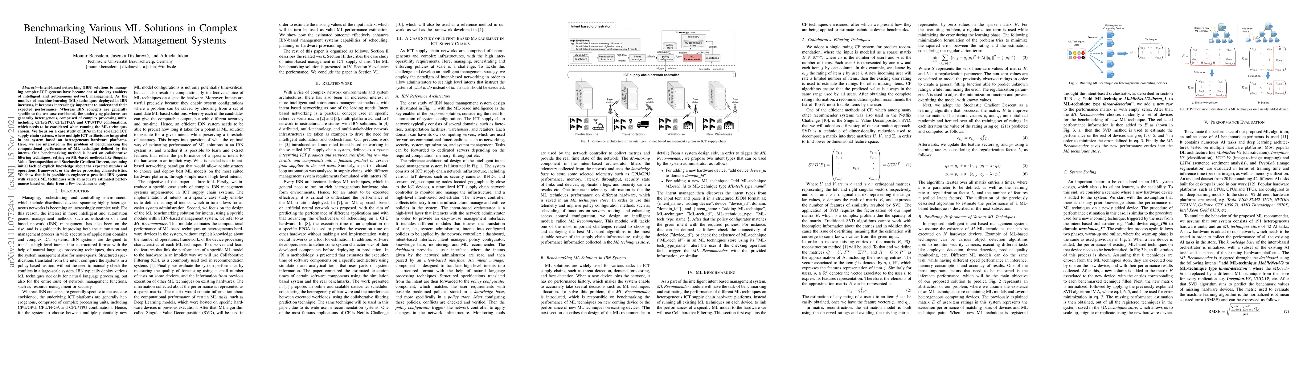 Thumbnail for Benchmarking Various ML Solutions in Complex Intent-Based Network
  Management Systems