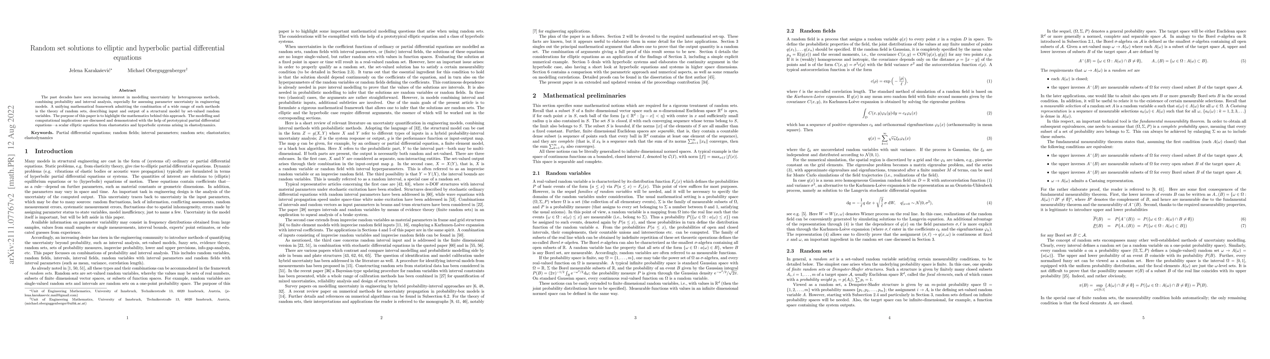 Thumbnail for Random set solutions to elliptic and hyperbolic partial differential
  equations