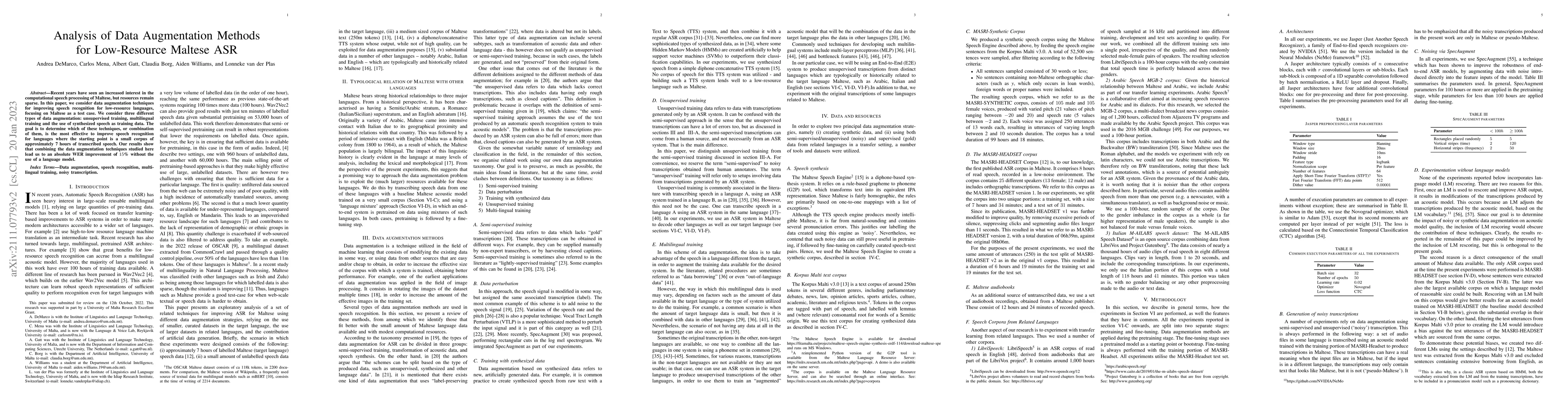 Thumbnail for Analysis of Data Augmentation Methods for Low-Resource Maltese ASR