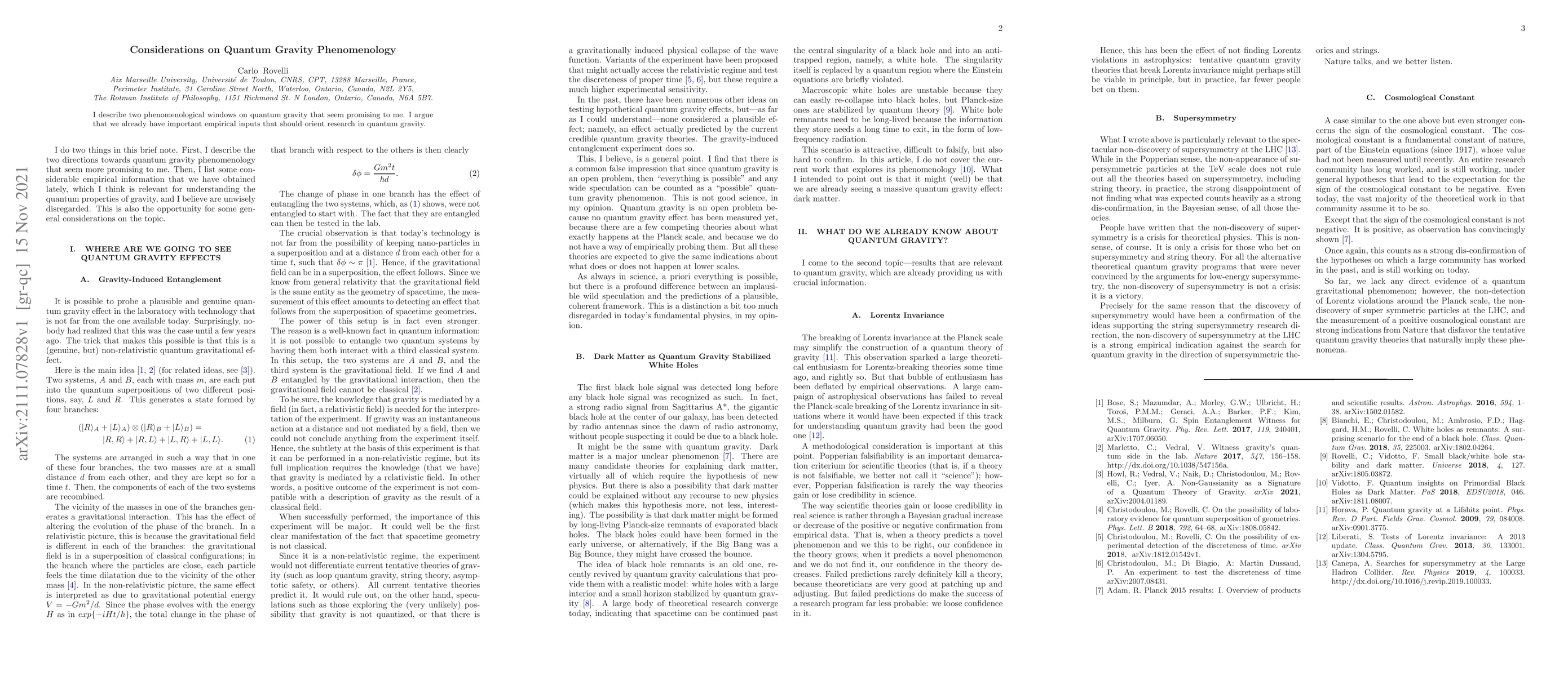 Thumbnail for Considerations on Quantum Gravity Phenomenology