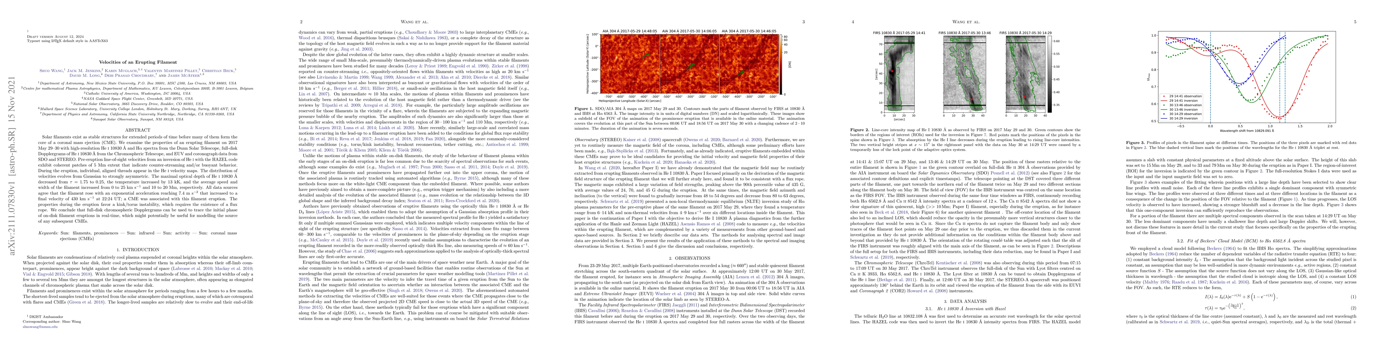 Thumbnail for Velocities of an Erupting Filament
