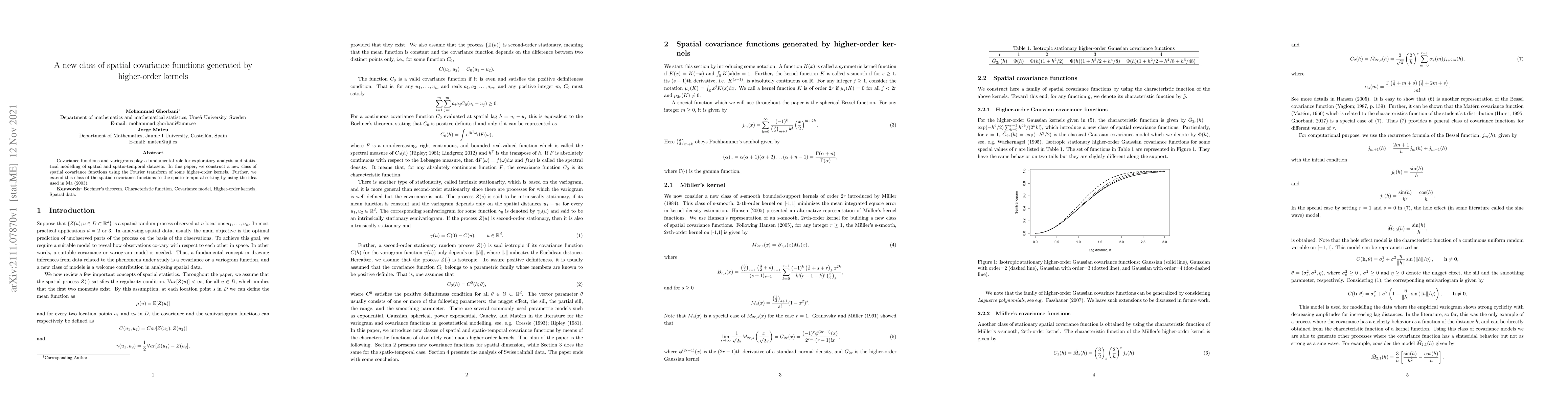 Thumbnail for A new class of spatial covariance functions generated by higher-order
  kernels