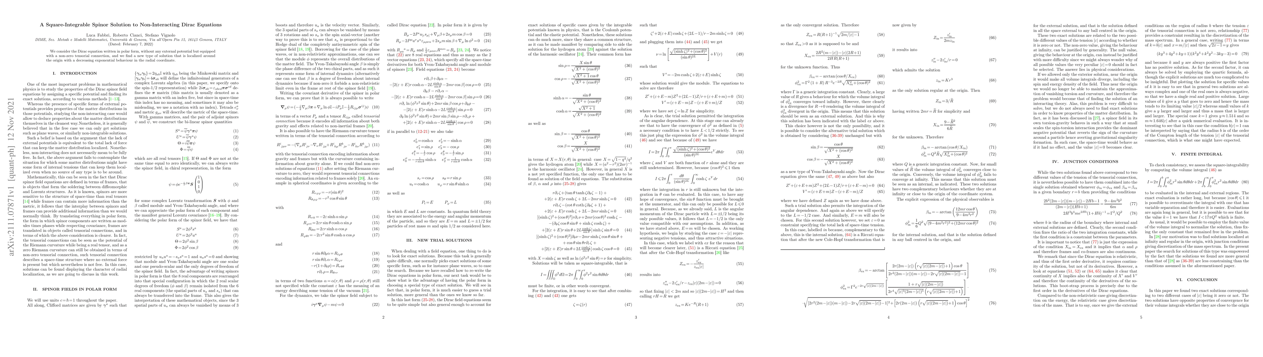 Thumbnail for A Square-Integrable Spinor Solution to Non-Interacting Dirac Equations