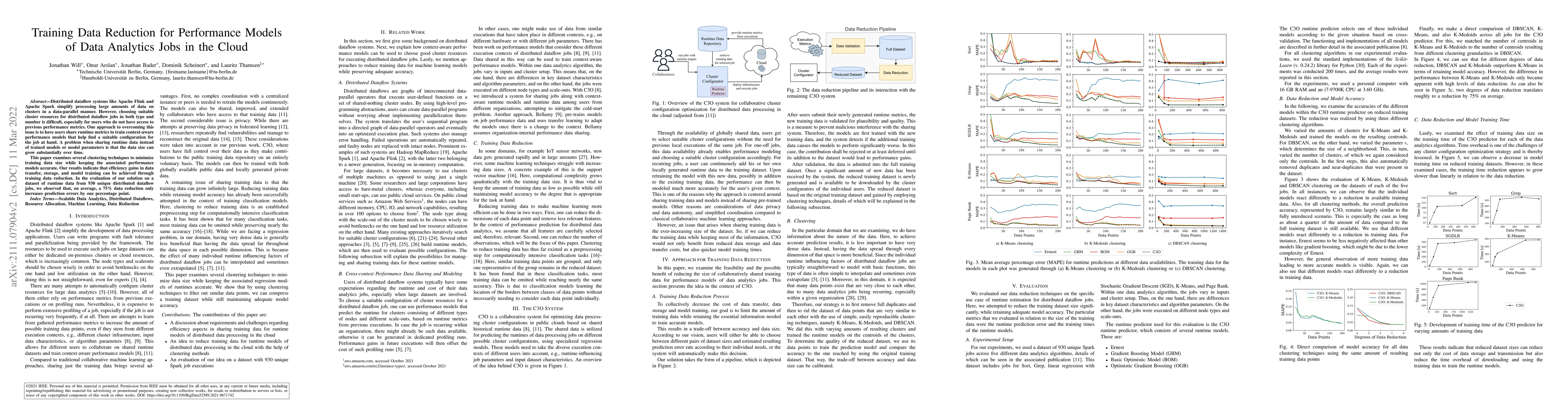 Thumbnail for Training Data Reduction for Performance Models of Data Analytics Jobs in
  the Cloud